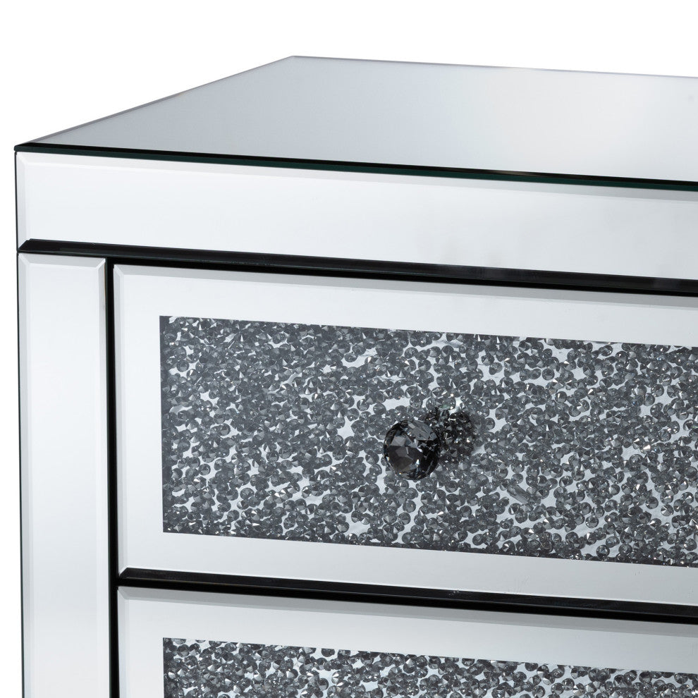 Ralston Contemporary Glam and Luxe Mirrored 3-Drawer Nightstand