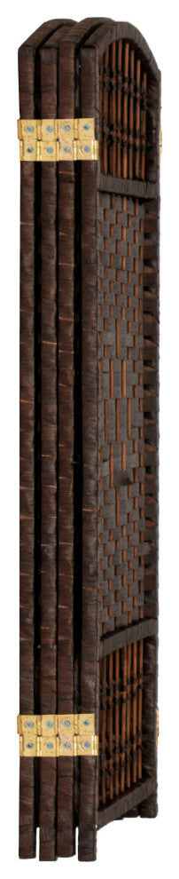 3 ft. Short Fiber Weave Room Divider Dark Mocha 4 Panels