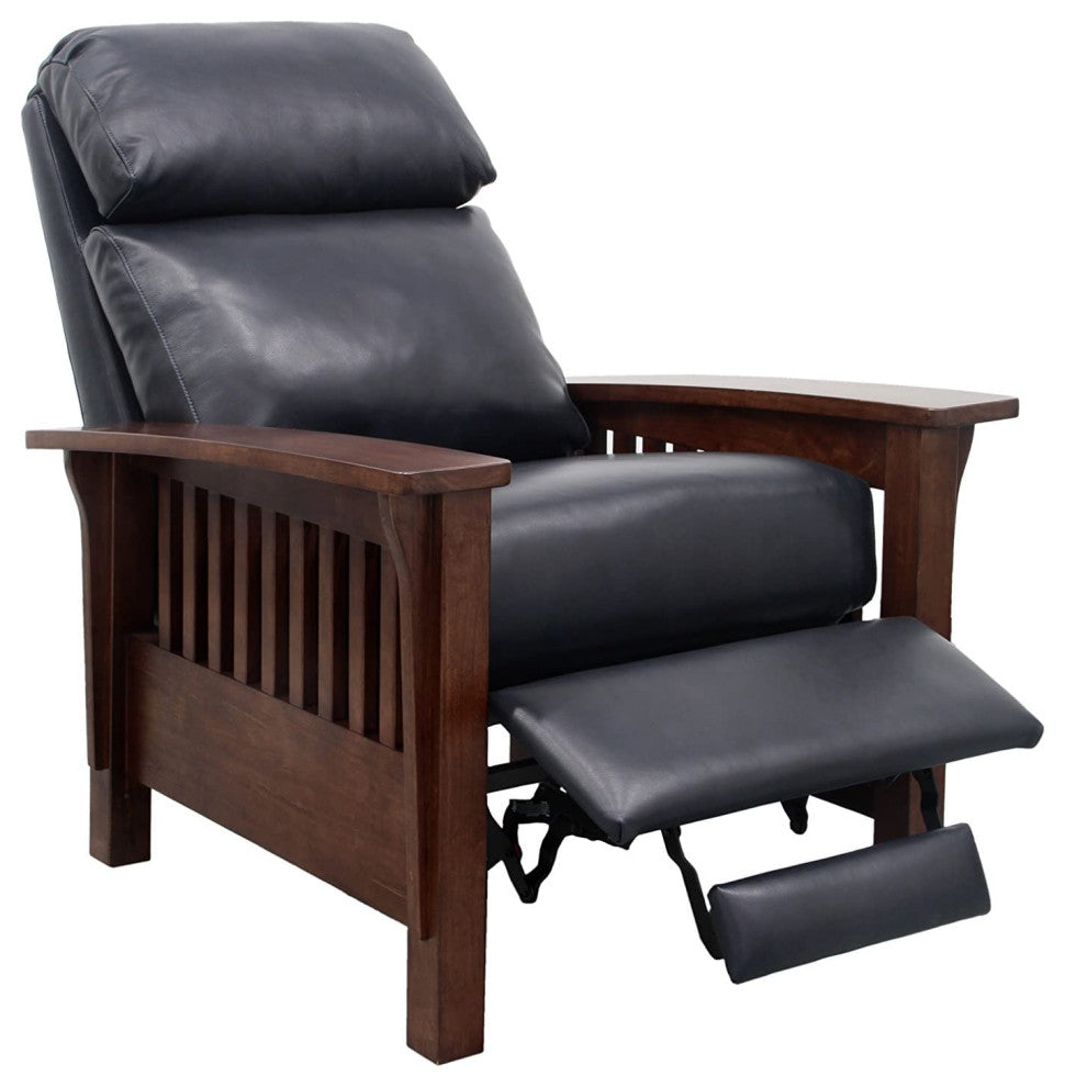 Barcalounger Mission 7-3323 Craftsman All Leather Manual Recliner, Shoreham Blue