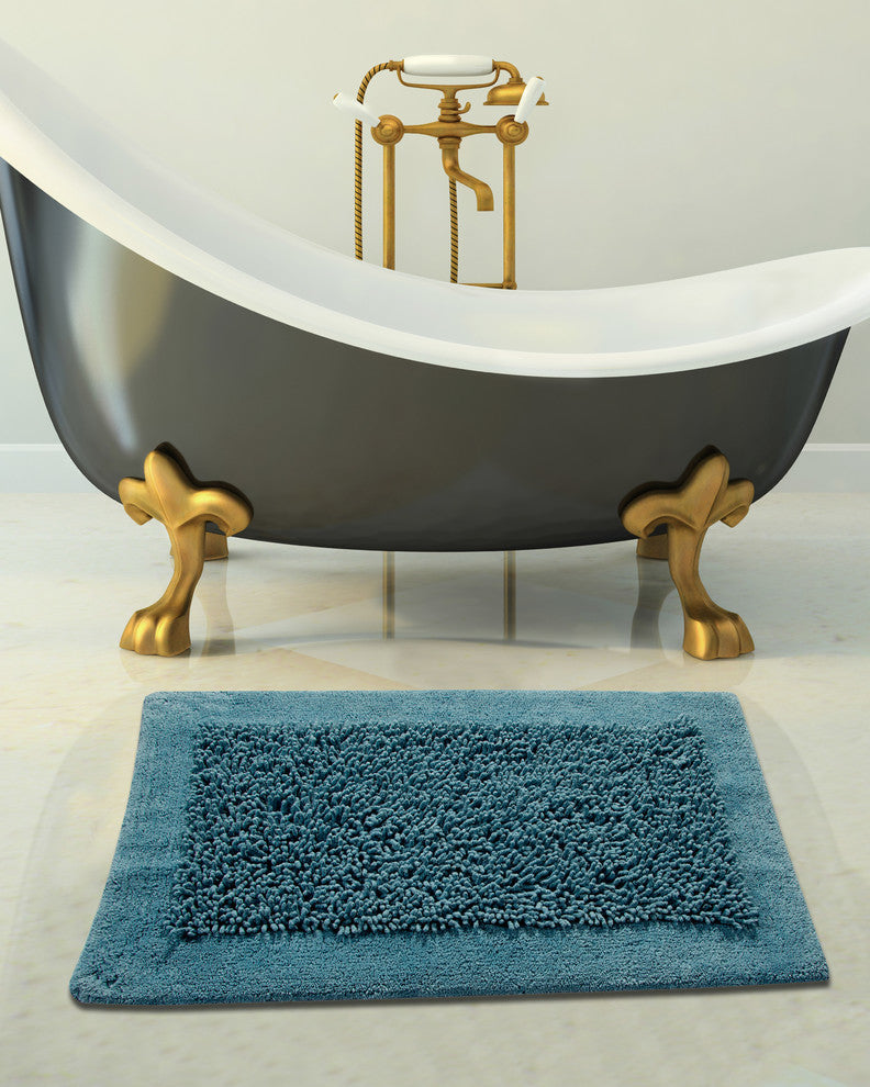 Bath Rug Cotton and Chenille Tufted, 34"x21", Arctic Blue, GSF 200, Lima