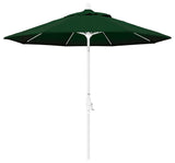 9' Matted White Collar Tilt Crank Aluminum Umbrella, Pacifica, Hunter Green