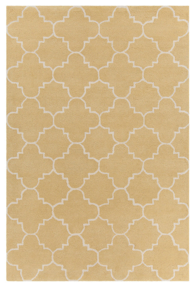 Davin Contemporary Area Rug, Yellow and White, 5'x7'