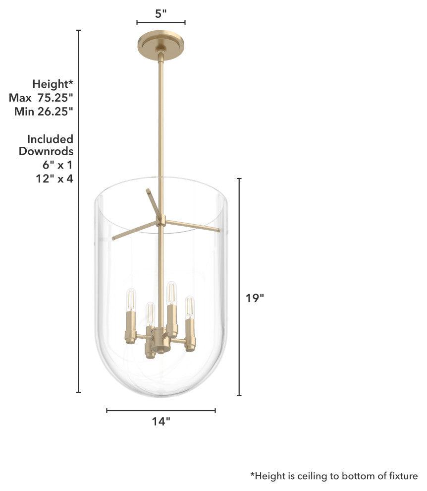 Sacha Alturas Gold 4 Light Pendant Ceiling Light Fixture