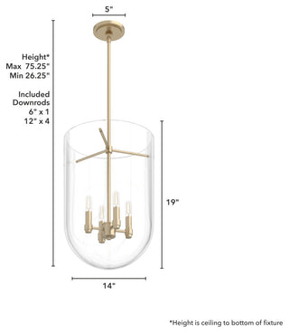 Sacha Alturas Gold 4 Light Pendant Ceiling Light Fixture