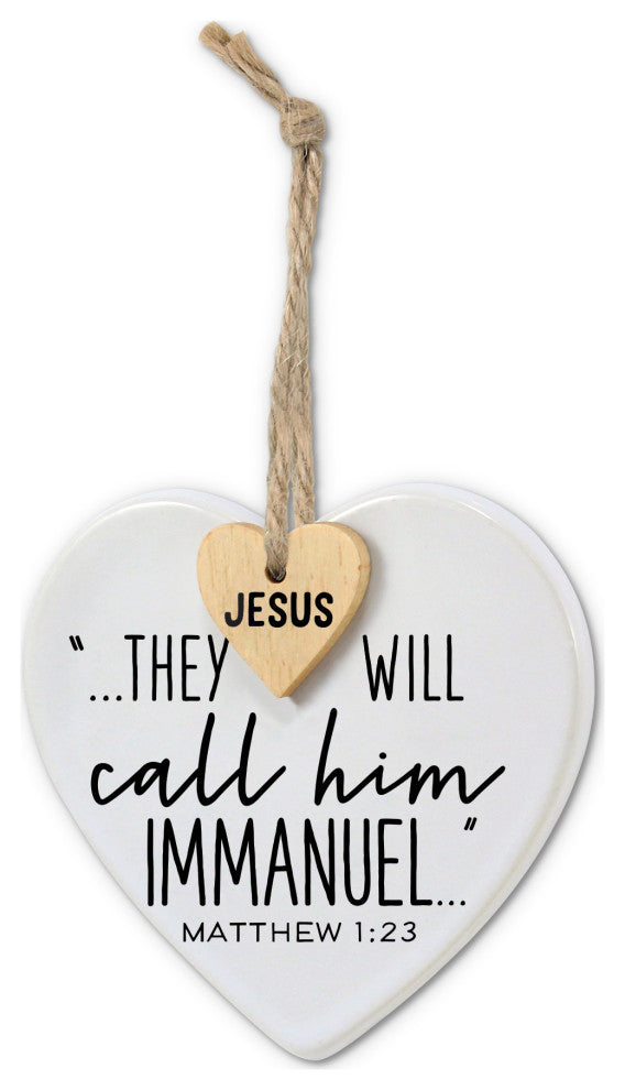 Ornament Heart Tag, Immanuel Twine Hanger