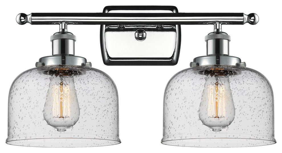 Large Bell 2-Light Bath Vanity-Light, Polished Chrome, Seedy