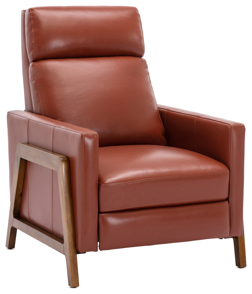 Reed Leather Push Back Recliner, Caramel