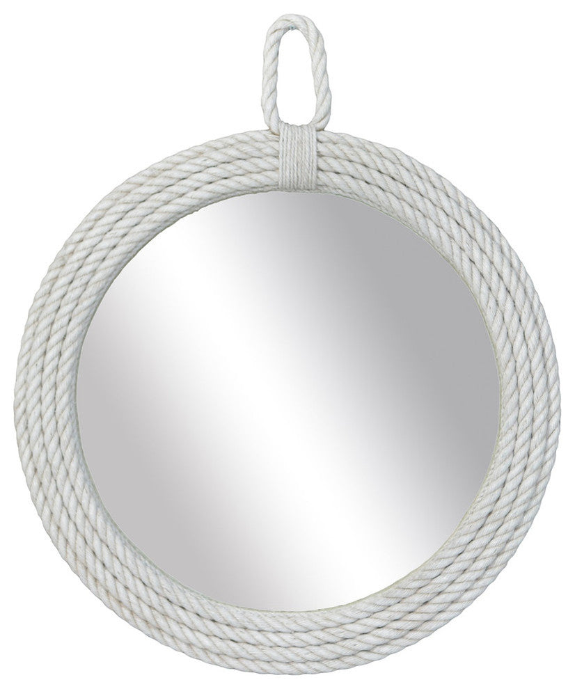 East at Main Carol White Jute Round Mirror