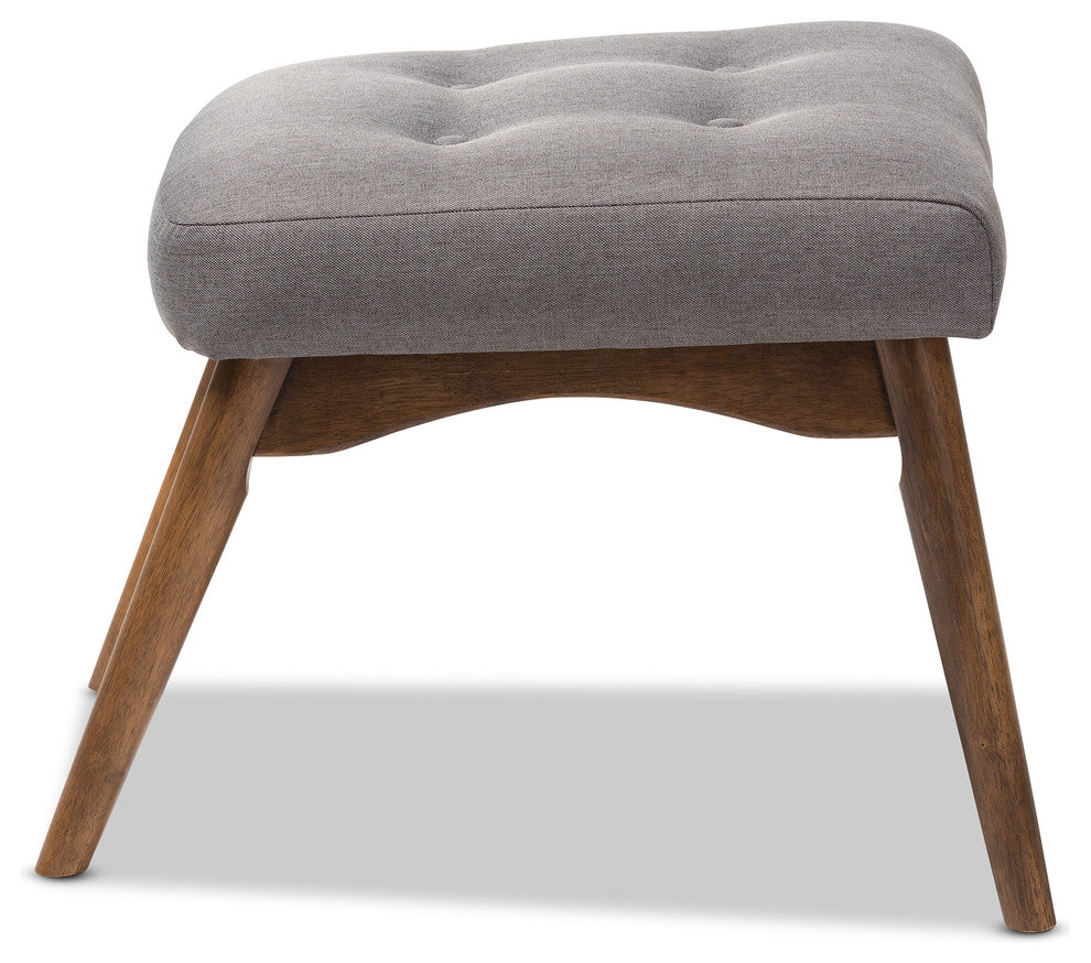Waldmann Mid-Century Modern Grey Fabric Upholstered Ottoman