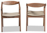 Ysobel Midcentury Modern Walnut Effect 2-Piece Dining Chair Set, Gray