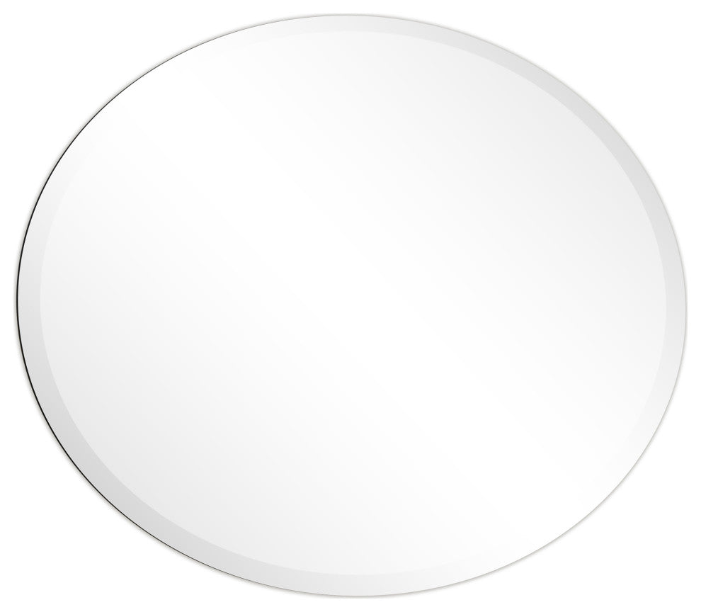 Frameless Beveled Oval Wall Mirror, 1" Beveled Edge, 36"x24"