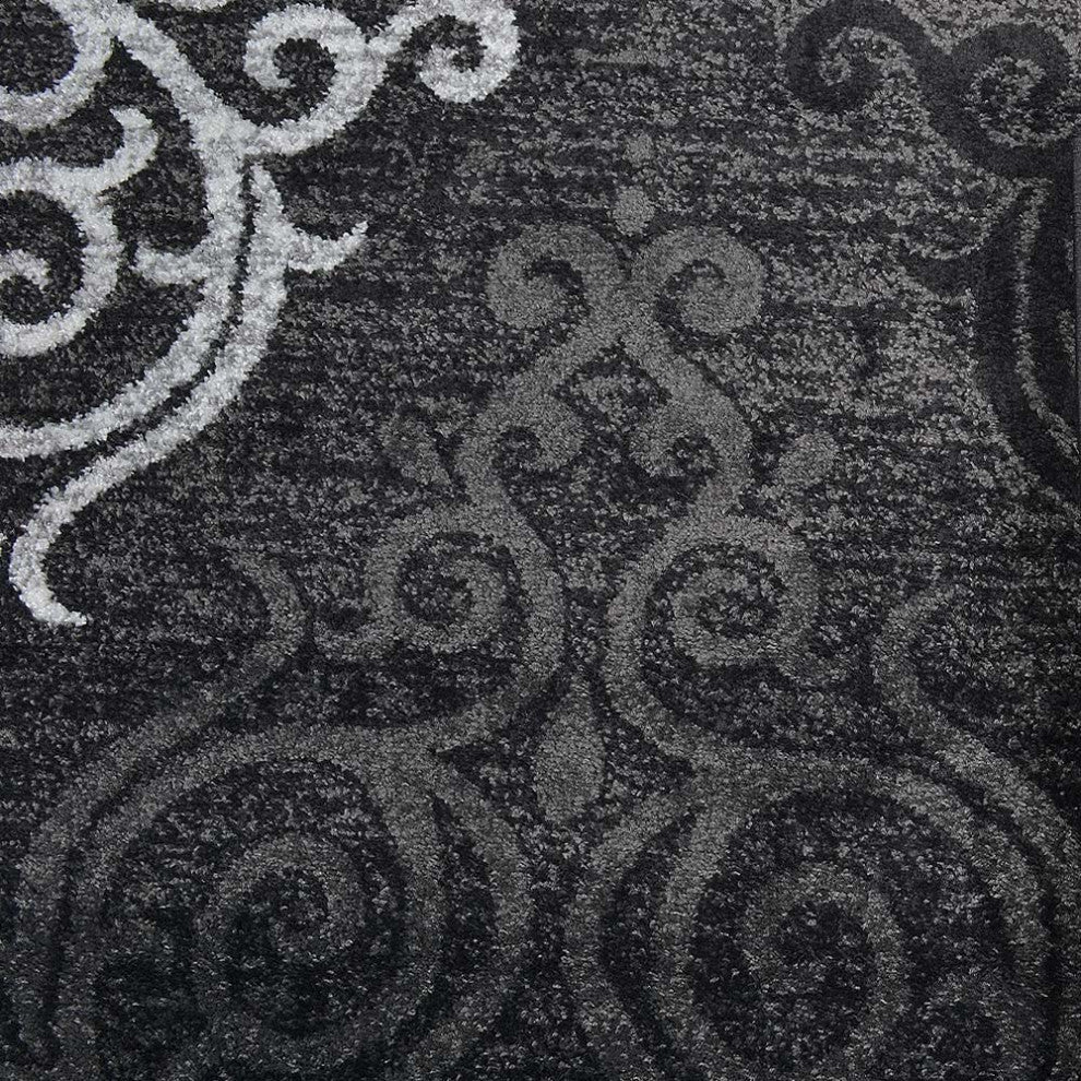 MACHINE MADE HEATSET POLYPROPYLENE AREA RUGS -Silver Blue,Contemporary Design, [Rectangle] 4'x6'