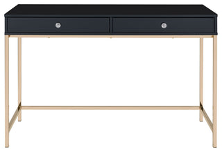 93540 Writing Desk, Black High Gloss & Gold Finish