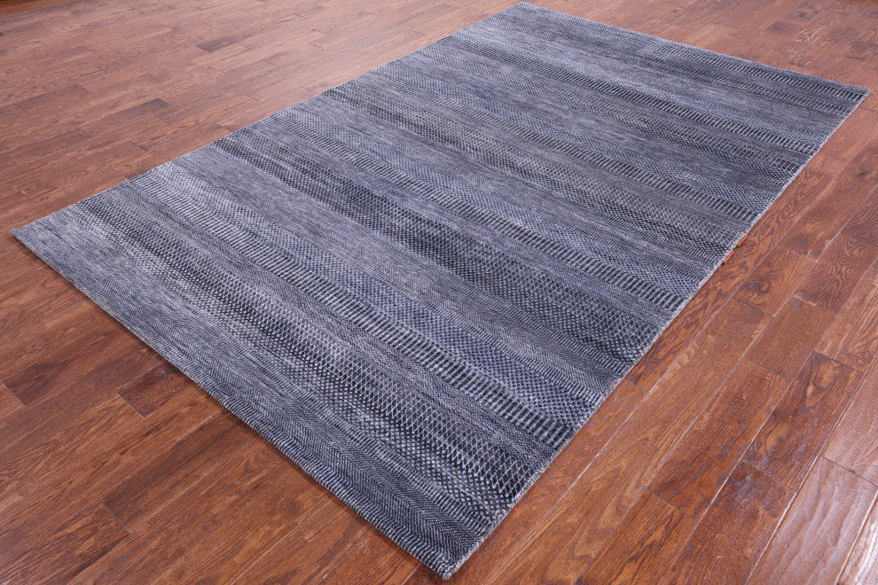 Hand Knotted Wool and Silk Savannah Grass Rug 6' 0" X 9' 3" Q11927