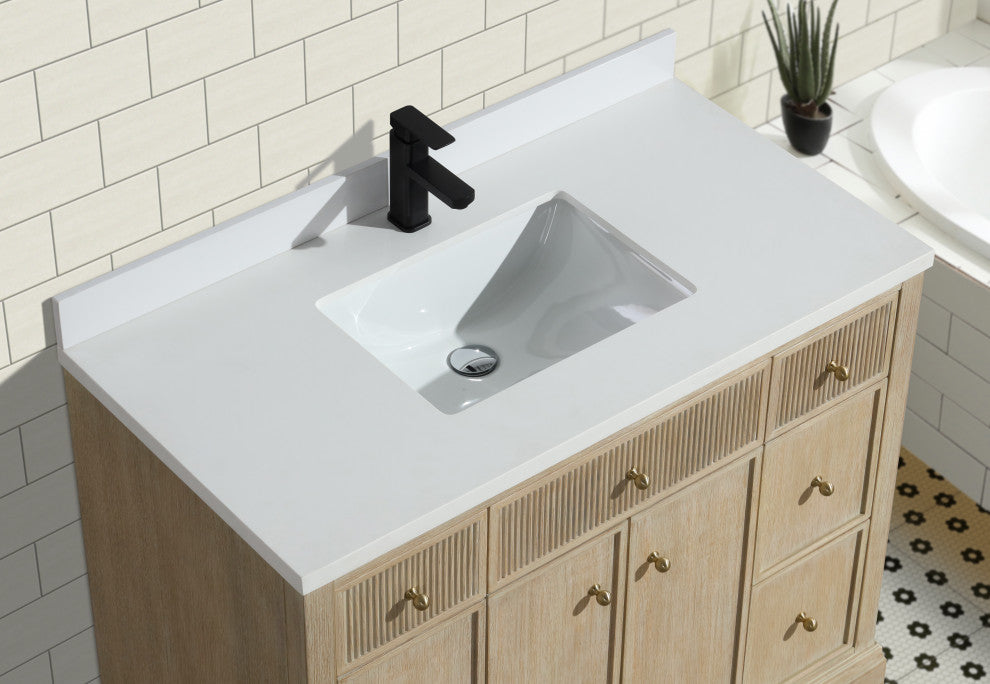 Redondo Bathroom Vanity, Ash Oak, 42", Single Sink, Freestanding