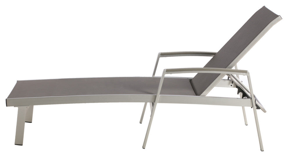 GDF Studio Joy Outdoor Mesh and Aluminum Chaise Lounge, Set of 4, Gray