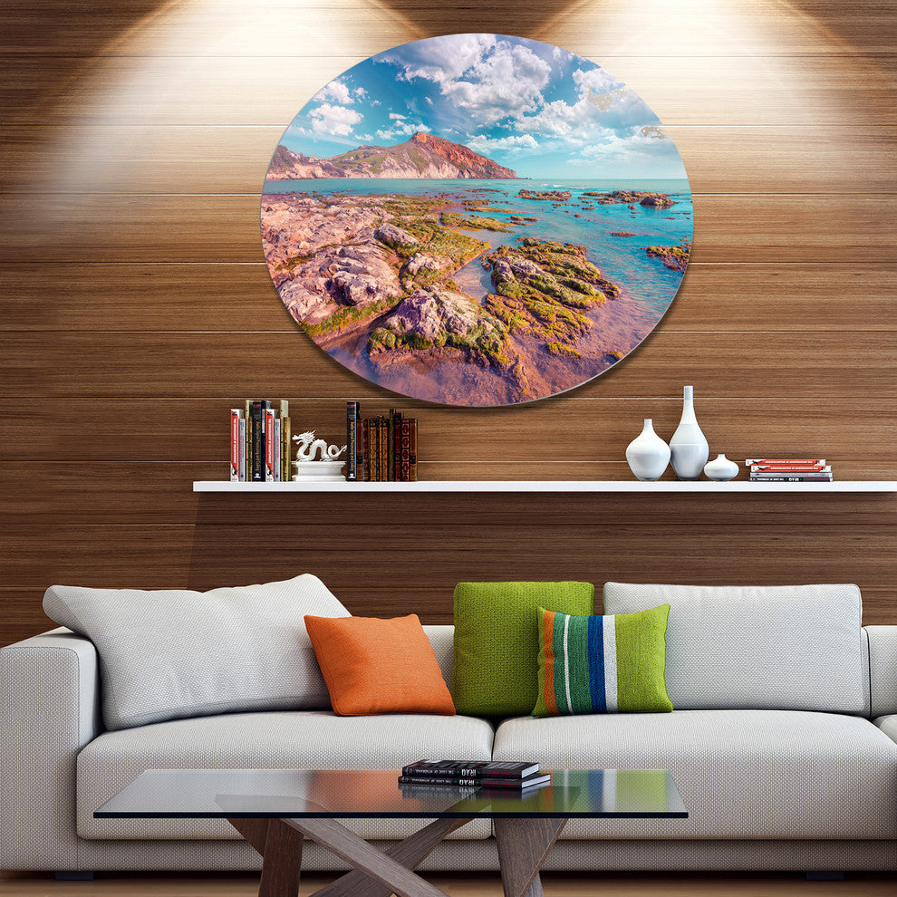 Morning On The Giallonardo Beach, Seashore Art Round Wall Art, 11"