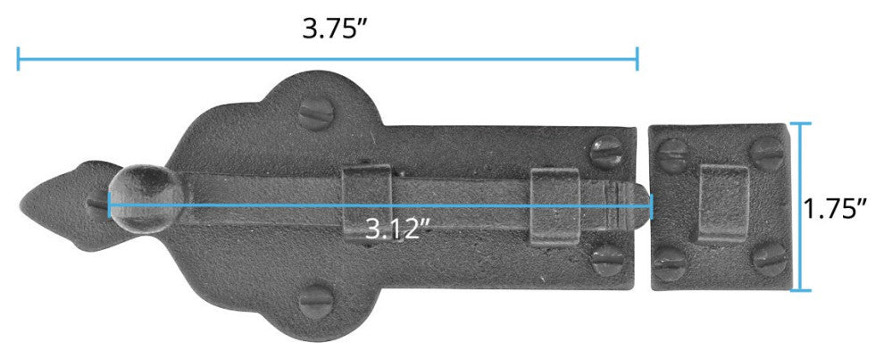 Slide Bolt Black RSF Iron 4 Inch Wide Set of 2