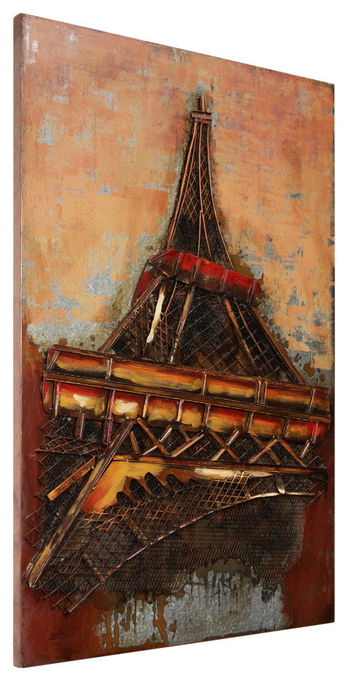 Eiffel Tower Wall Art Primo Mixed Media Hand Painted Iron Wall Sculpture 48x32