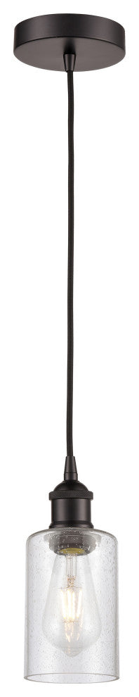 Clymer 1 Light Mini Pendant, Oil Rubbed Bronze, Seedy Glass