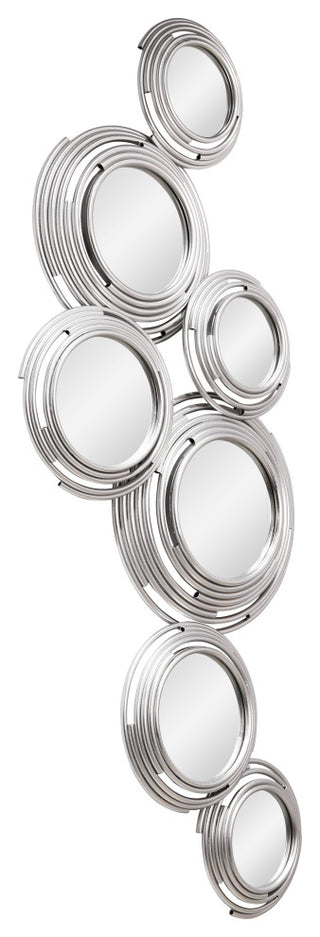 "Ascending Reflection" Circle Array Mirrors in Metal Foiled Frame