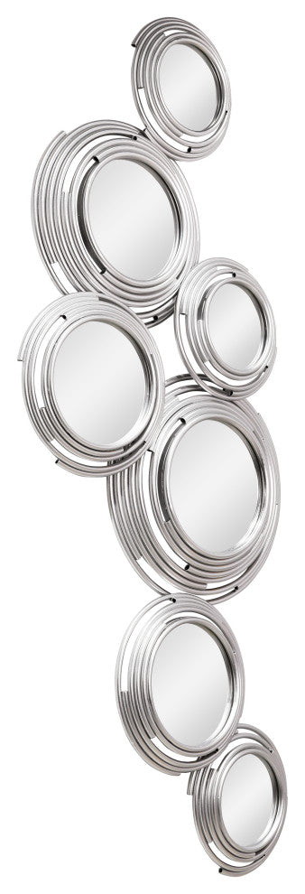 "Ascending Reflection" Circle Array Mirrors in Metal Foiled Frame