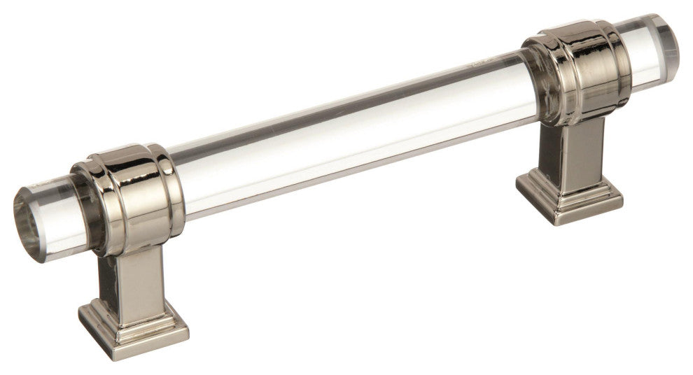 Amerock Glacio Cabinet Pull, Clear/Polished Nickel, 3-3/4" Center-to-Center