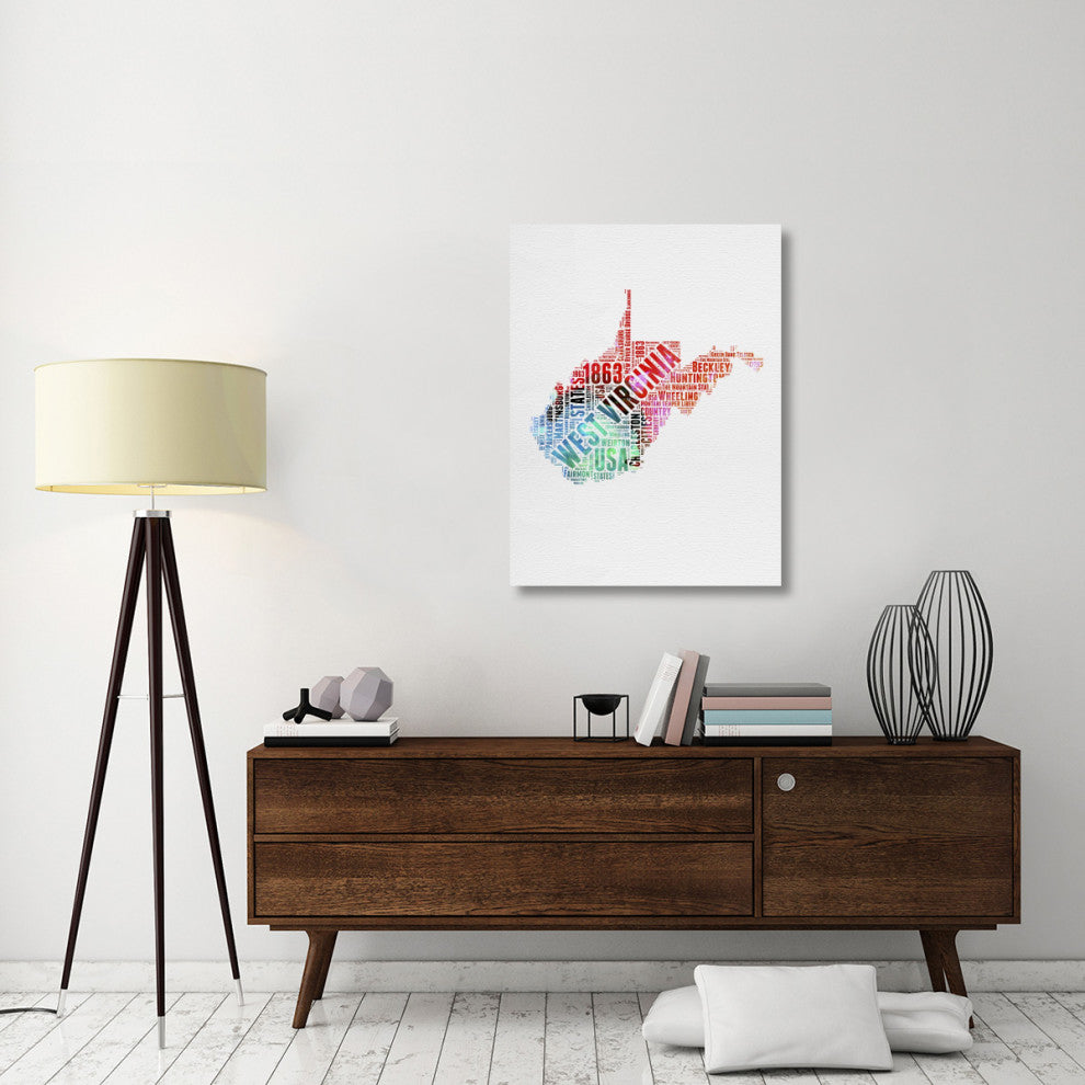 "West Virginia Watercolor Word Cloud" Fine Art Print
