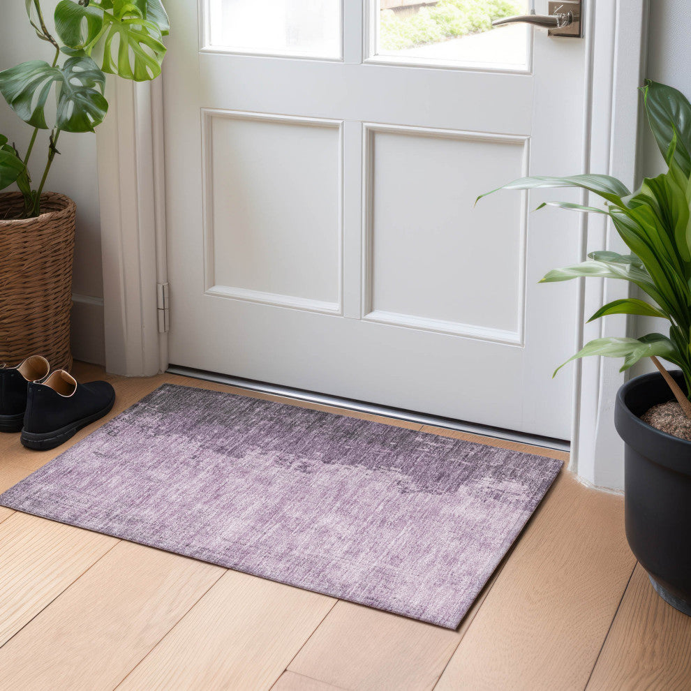 Machine Washable Indoor/Outdoor Chantille ACN1912 Violet 1'8" x 2'6" Rug