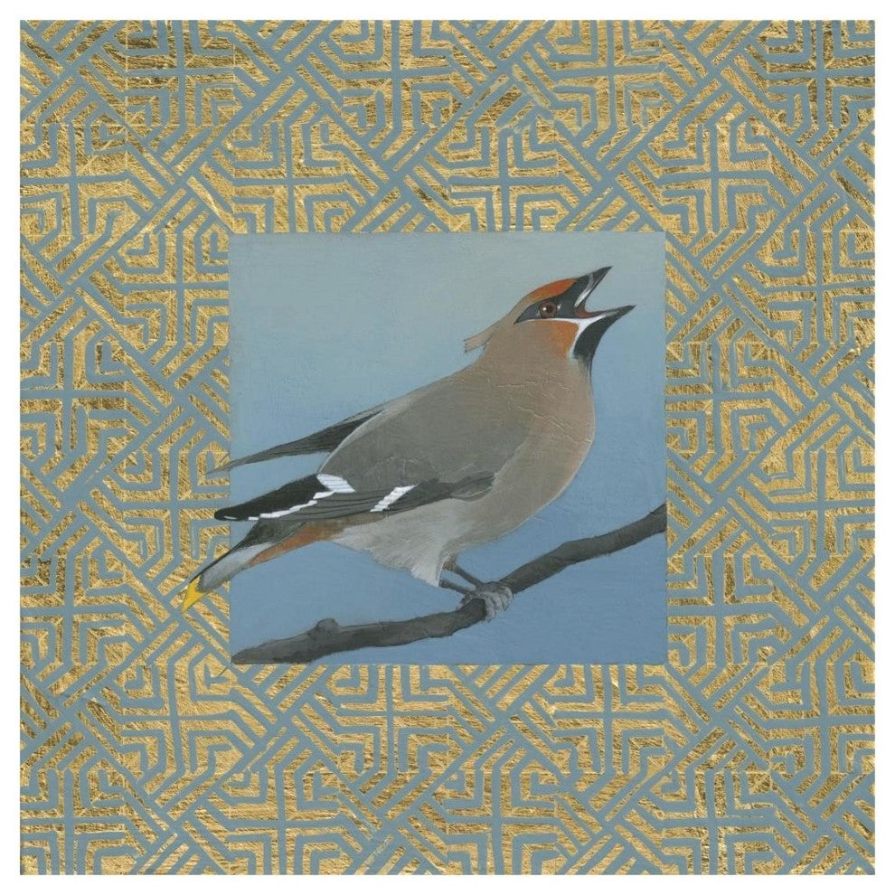 "Cedar Waxwing Border" Digital Paper Print by Kathrine Lovell, 20"x20"