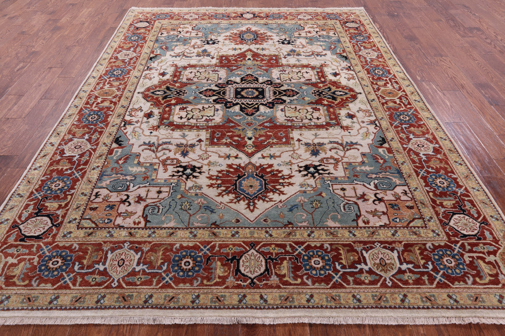 7' 11" X 10' 0" Handmade Persian Fine Serapi Wool Rug - Q16040