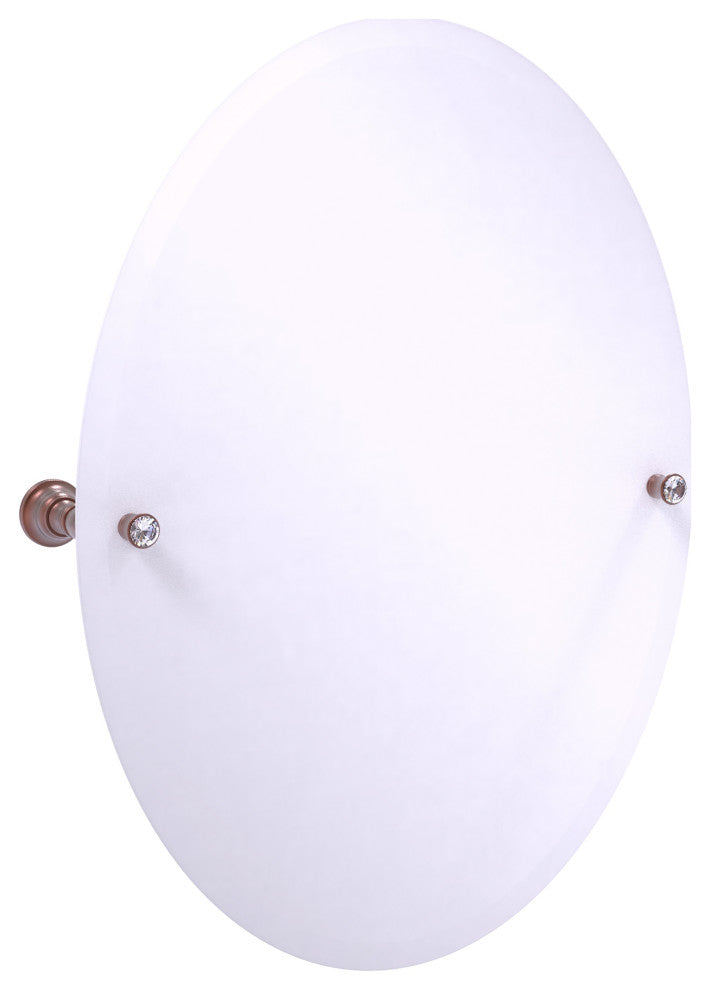 Carolina Crystal Frameless Oval Tilt Mirror with Beveled Edge, Antique Copper