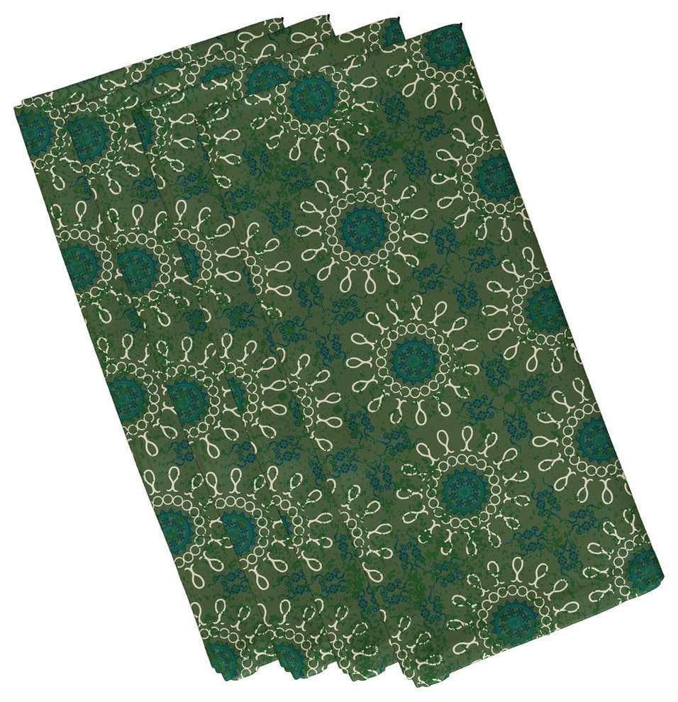 Sun Tile, Print Napkin, Set of 4, Green