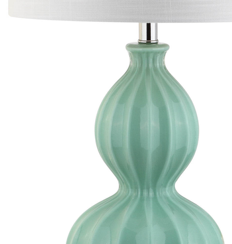 Faye 28" Glass Table Lamp, Seafoam Green
