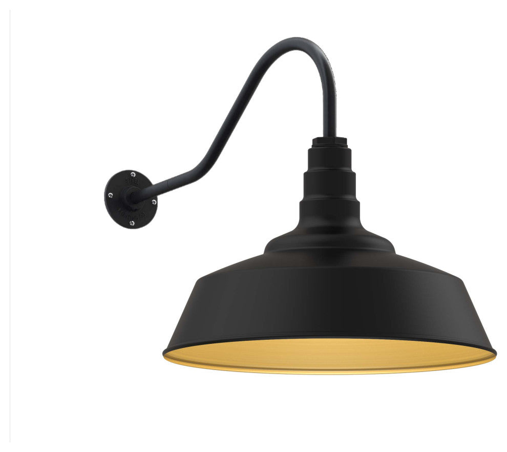 20" Steel Shade, 23" Gooseneck Barn Light, Brass Inlay, Standard - No Bulb