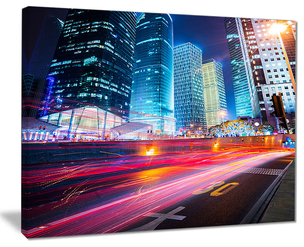"Modern City Night Scene" Canvas Print