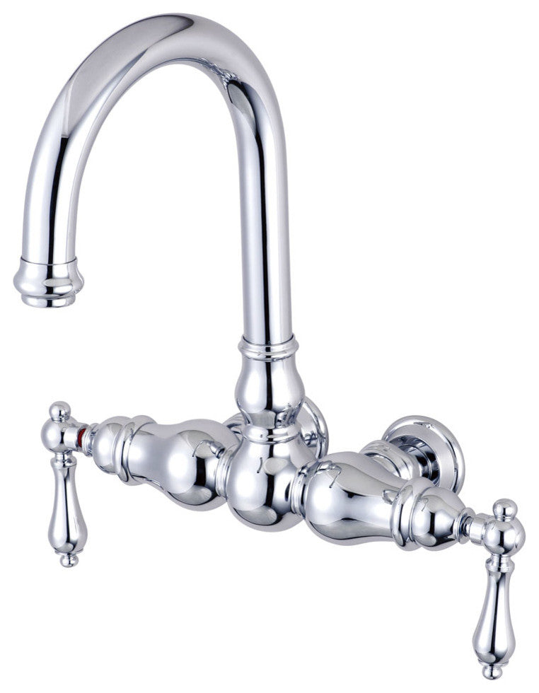 Vintage-Style Polished Chrome 3-3/8" Wall Mount Clawfoot Tub Filler CC3002T1