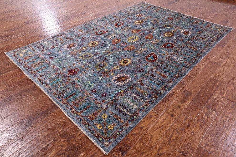 6' 6" X 10' 0" Persian Tabriz Hand Knotted Rug Q9885