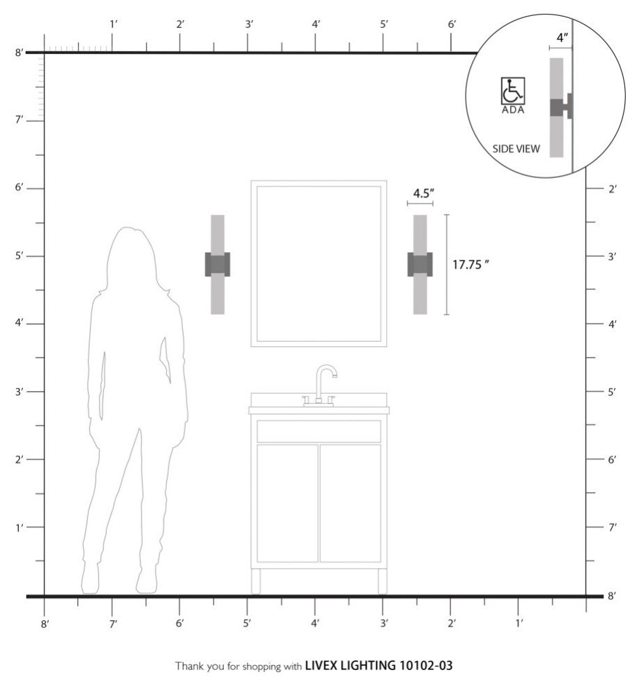 Aero 2 Light White With Brushed Nickel Accent ADA Vanity Sconce