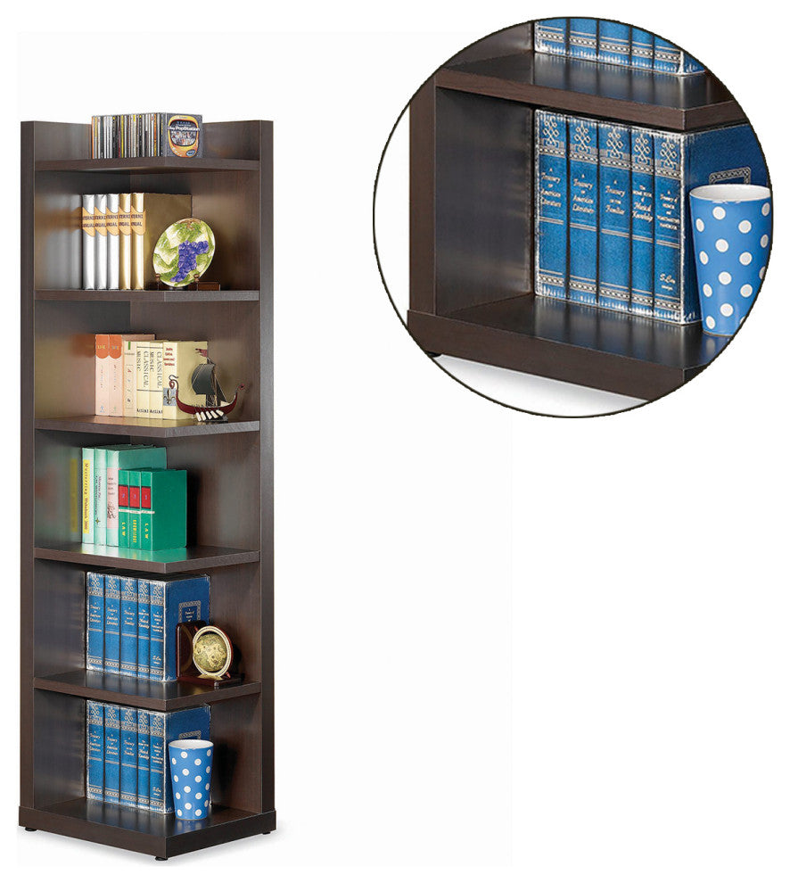6-Tier Corner Bookcase, Cappuccino