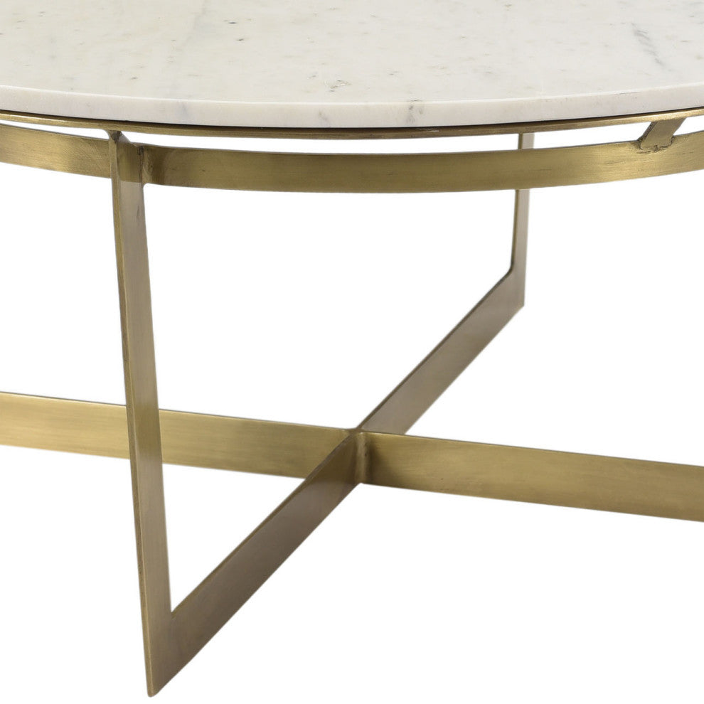 Marble & Brass Round Coffee Table