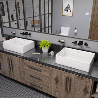 EAGO BA131 20" White Rectangular Porcelain Bathroom Sink with Overflow