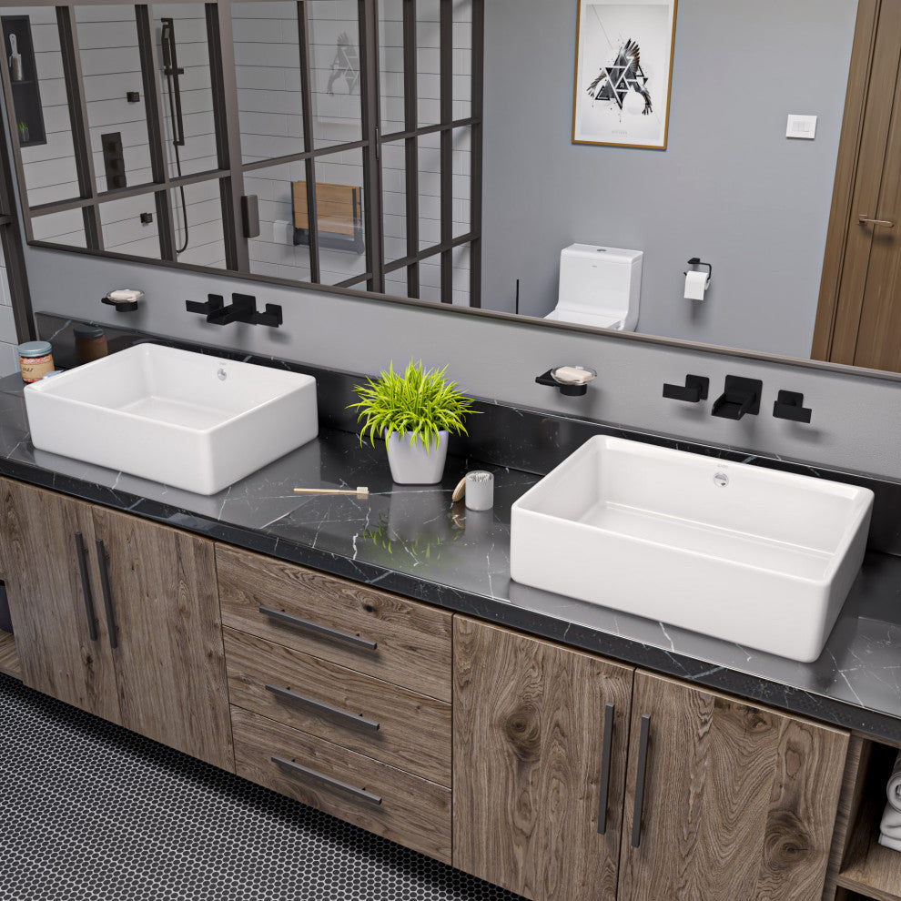EAGO BA131 20" White Rectangular Porcelain Bathroom Sink with Overflow