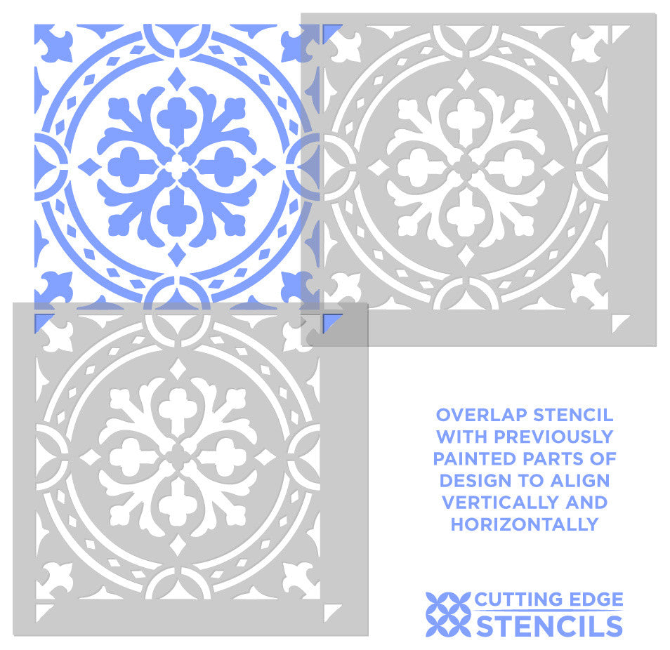 Calista Tile Stencil, Cement Tile Stencils, DIY Faux Tiles, Extra Large