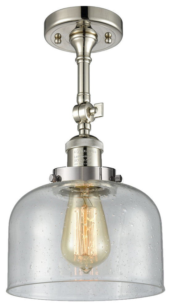 Franklin Restoration Large Bell 1 Light Semi-Flush Mount, Polished Nickel
