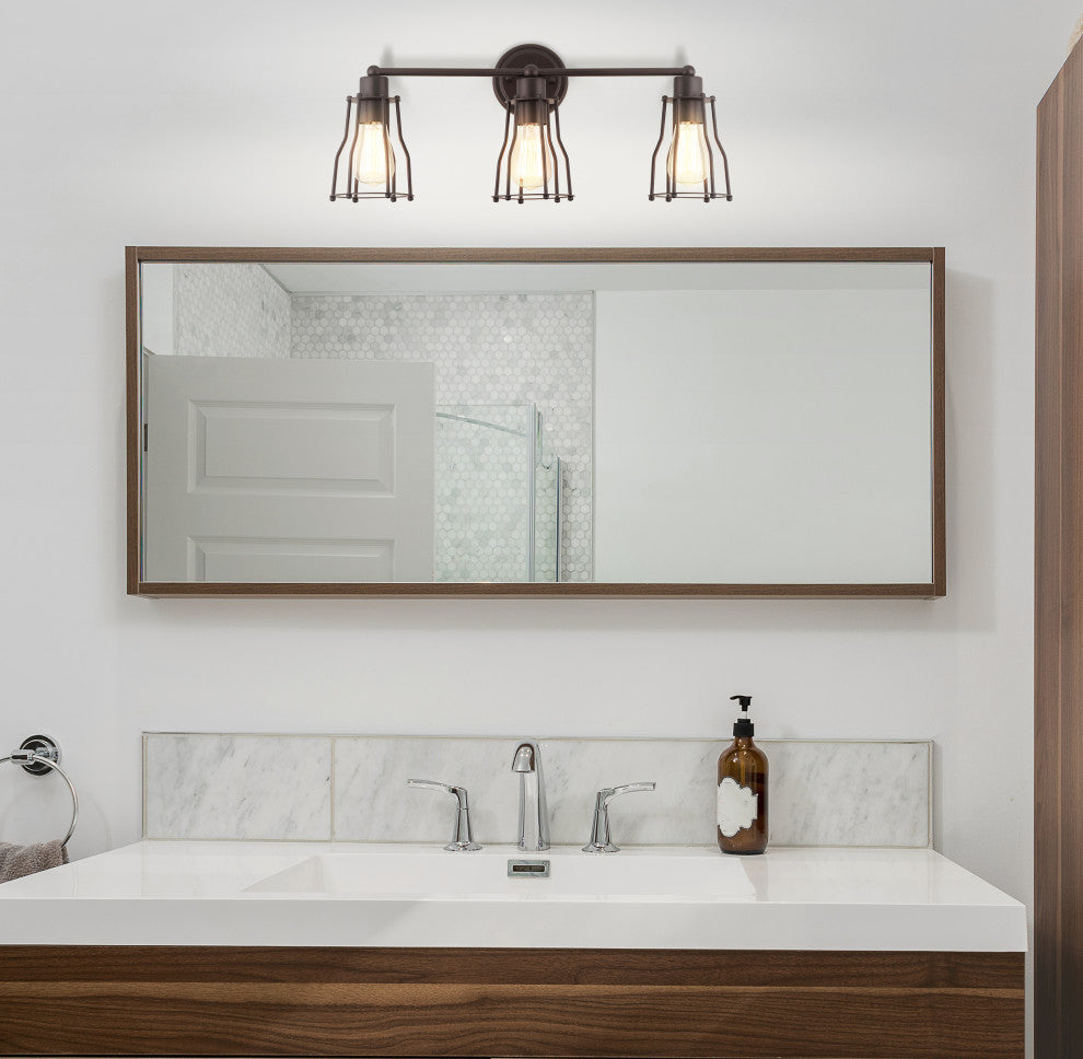 Evelyn Metal Vanity Light, Oil Rubbed Bronze, 3-Light
