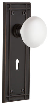 Mission With Keyhole Double Dummy Porcelain Knob, White