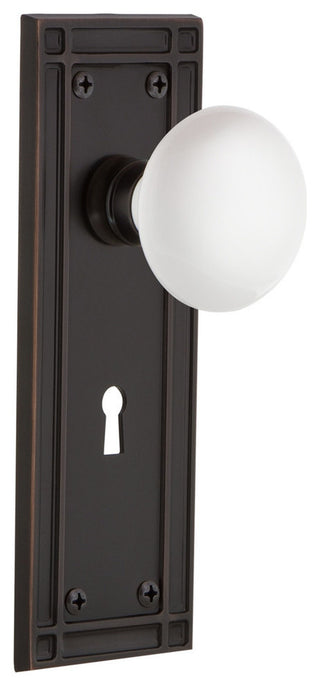 Mission With Keyhole Double Dummy Porcelain Knob, White
