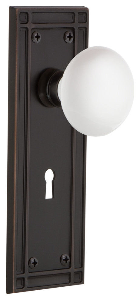 Mission With Keyhole Double Dummy Porcelain Knob, White