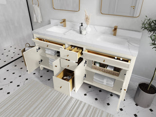 Sonoma 72" Double Sink Bath Vanity in Alabaster, 2" White Quartz
